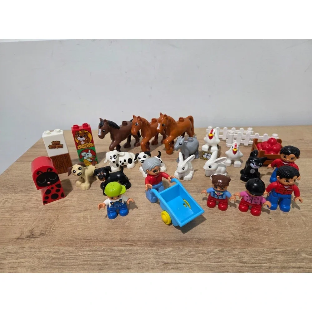 Lego Duplo Set Lot Farm Animal Figures Horse Dog Family Chicken Rabbit Goat Cat